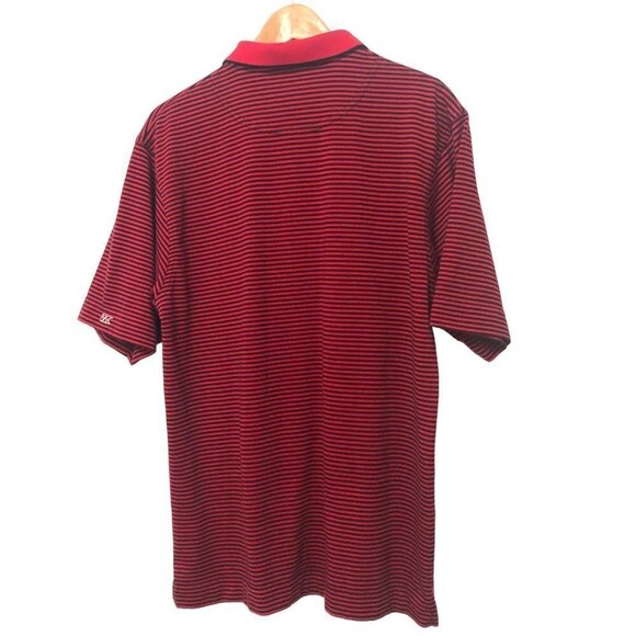 Cutter & Buck Men's Golf Polo Size Medium DryTec Red and Navy Blue EUC - Picture 2 of 6